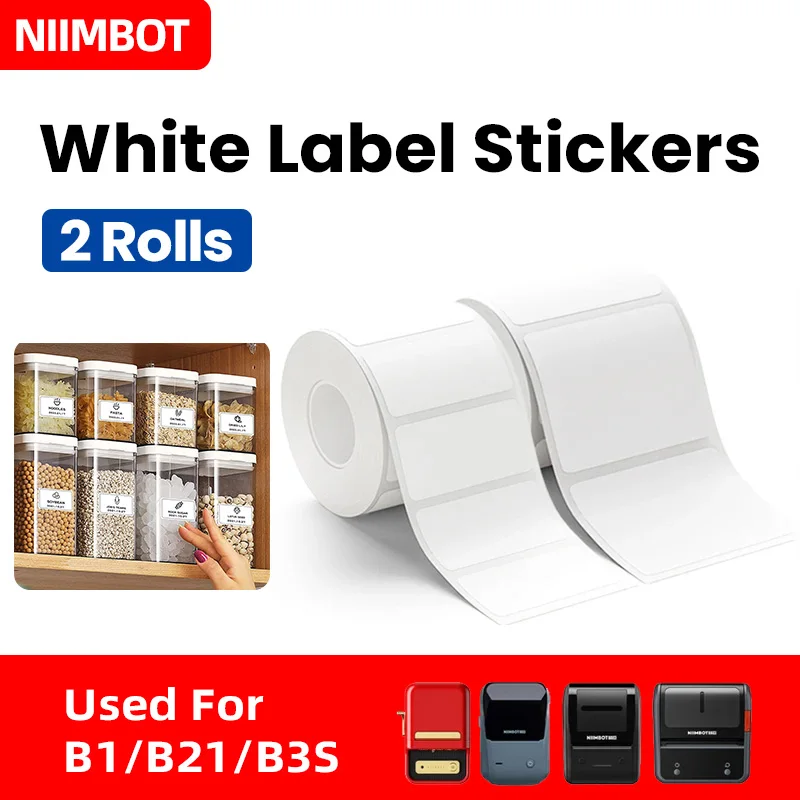 Niimbot B21 B1 B3S 편리한 라벨 프린터 흰색 스티커 인쇄 용지 1 롤 찢어짐 방지, 방수 및 내유성