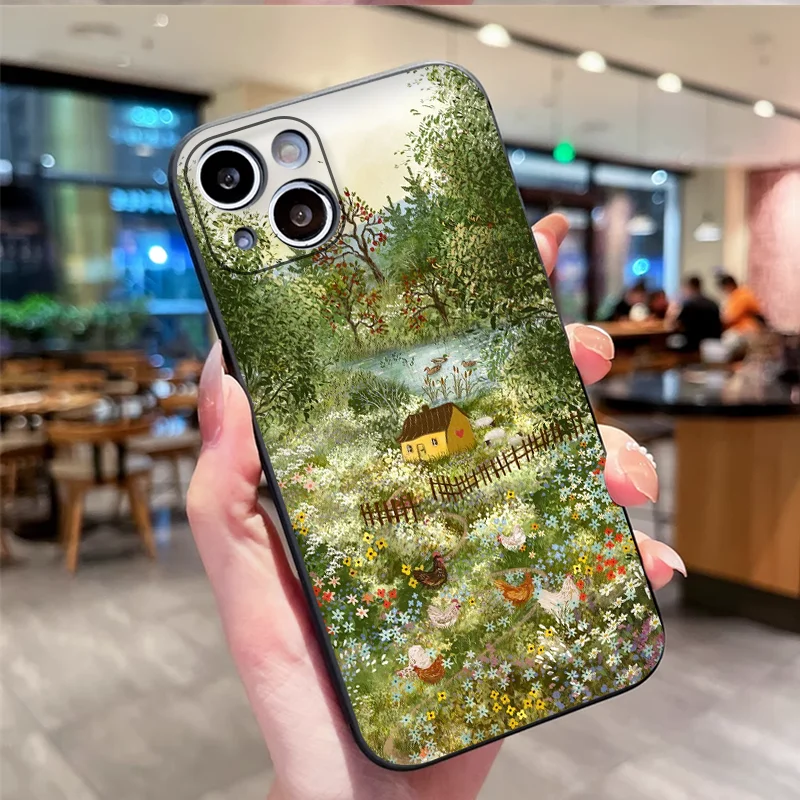 Autumn Forest Village Landscape Printed Phone Case - Aesthetic Soft Cover Design