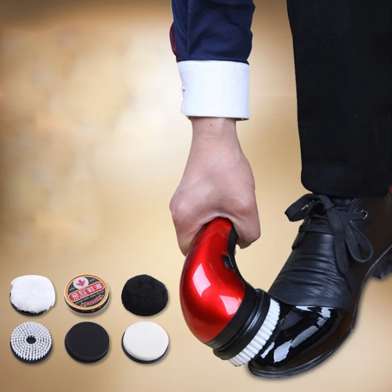 Portable Handheld Automatic Electric Shoe Brush Shine Polisher Battery Charging 2 Ways Power Supply Electric Shoe Polisher 5
