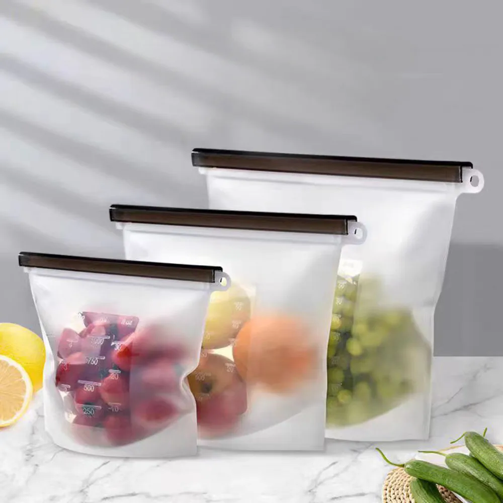 

Silicone Storage Bag 500ml 1000ml 1500ml Food Packaging Zip-lock Bag Frozen Food Storage Supplies Kitchen Spare Tools