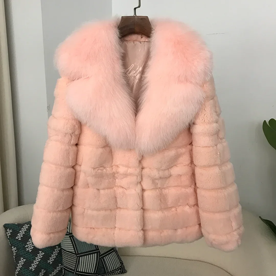 FURYOURSELF 2024 New Fashion Real Fox Fur Collar Coat Winter Jacket Women Natural Rex Rabbit Fur Outerwear Streetwear Thick Warm