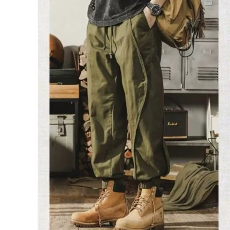 

New Spring and Autumn Fashion Brand American Retro Splicing Work Clothes with Loose Feet and Versatile Comfortable Casual Pants