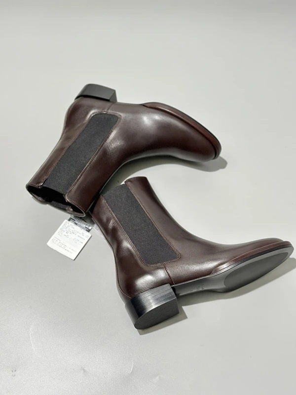 Dave&Di  British Fashion Elastic Chelsea Boots Genuine Leather Minimalist Ankle Women Botas  Mujer Shoes Boots Women