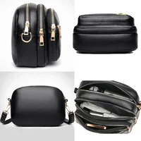 Sac à main en cuir souple de haute qualité pour femmes, sacoche à bandoulière multi-poches résistante à l'usure, Sac à main de luxe pour dames 5