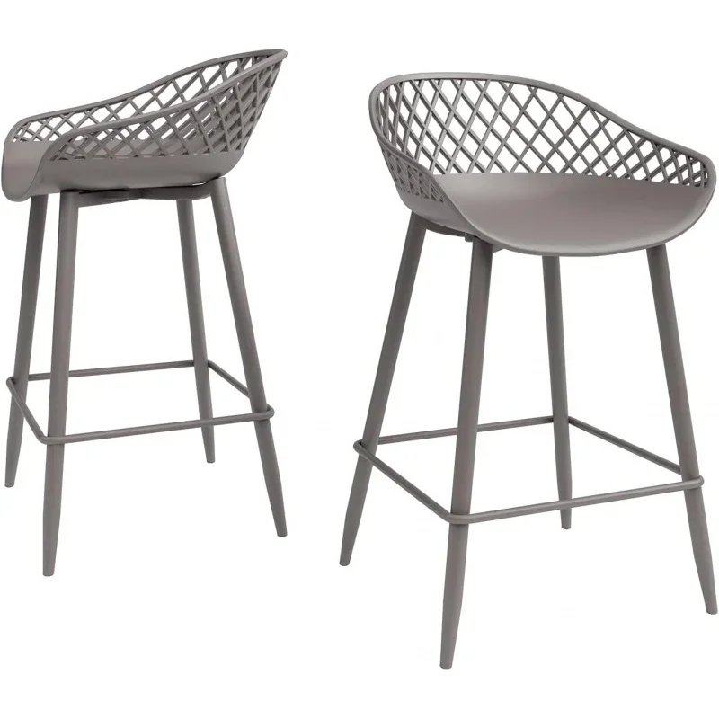 

Kurv Counter Stool, Set of 2, Warm Gray, Indoor/Outdoor, Patio Stools, Bar Stools