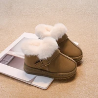 Fur Children Boots Girls Shoes Winter Warm Kids Shoes Fashion Casual Flat Suede Plush Girls Short Boots 4 To 12 Years 4
