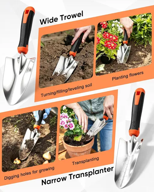 17553-692608.jpg 9-Piece Stainless Steel Garden Tools Set with Storage Bag, Heavy Duty Rust Resistant Hand Utensils Kit for Gardening, Gift for