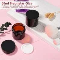 10Pcs Amber Glass Jars Straight Sided Cosmetic Jars Empty Cosmetic Containers For Cosmetic Cream Lotion 60ml Face Cream Bottles 2
