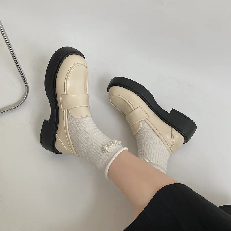 Women Shoes New Girl Lolita Uniform Shoes Cute Sexy Mary Jane Platform Shallow Pumps Low Heel Woman Loafers Shoes Ladies Pumps