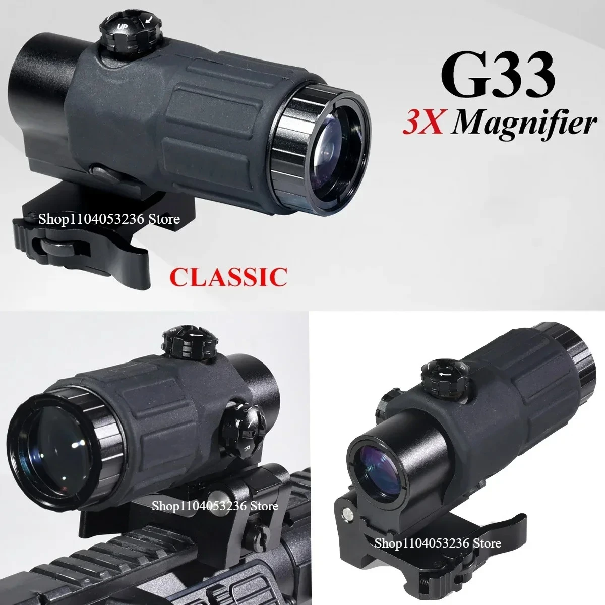 Tactical E*t*ch G33 G43 G45 Sight Fixed 3X 5X Magnifier Scope Quick Disassembly Flipping for Airsoft Hunting Collimator