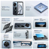 Global Version DOOGEE V40 Pro 5G Rugged Phone 6.78" Display 16GB+512GB Dimensity 7300 200MP AI Camera 8680mAh 33W Fast Charger - Image 2