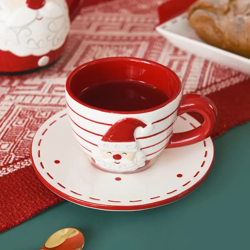 Ceramic Santa Claus Coffee Cup and Teapot Set for Christmas