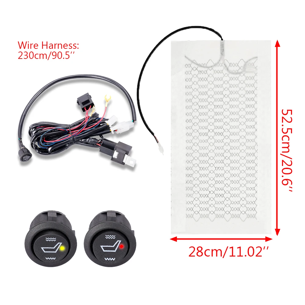 4Pcs 2Pcs 자동차 좌석 히터 12V 탄소 섬유 열 패드 겨울 따뜻한 커버 유니버설로 하네스와 사각형 제어 스위치