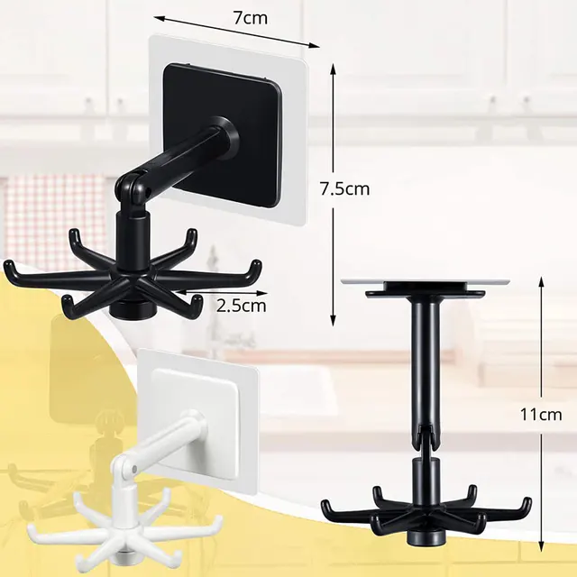 360 Forgatás Összecsukható Horog Többcélú Függő Edény Tartó 200 Fokos Függőleges Flip Ragasztóhorog A Konyhai Fürdőszobához - Image 2