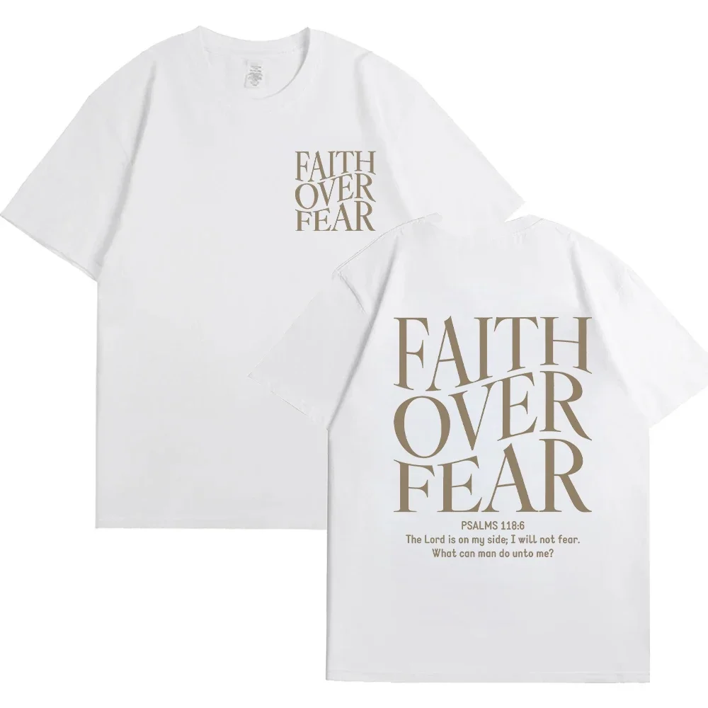 Faith Over Fear Christian Women T-shirts Christian Clothes Jesus Fashion Trendy T-shirts Bible Verse Sportwear Aesthetic Clothes 3