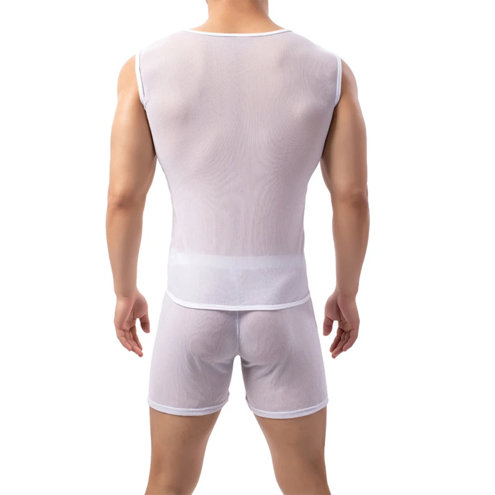 Camiseta interior de hombre de seda de hielo de elastano transparente para  hombre, de nailon con cuello en V, manga corta, ultrafina, térmica, ropa