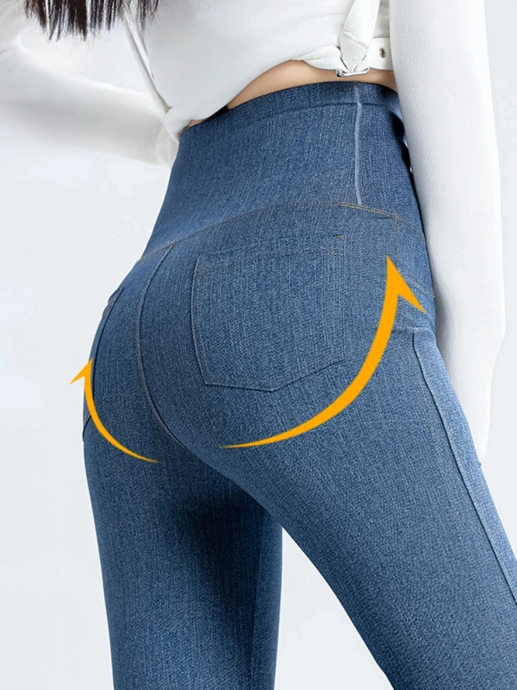 2024 Denim Women's Pants Micro Flared High Waist Abdomen Leggings New in Summer Stretch Sports Fitness Yoga Casual Pants Jeans 2