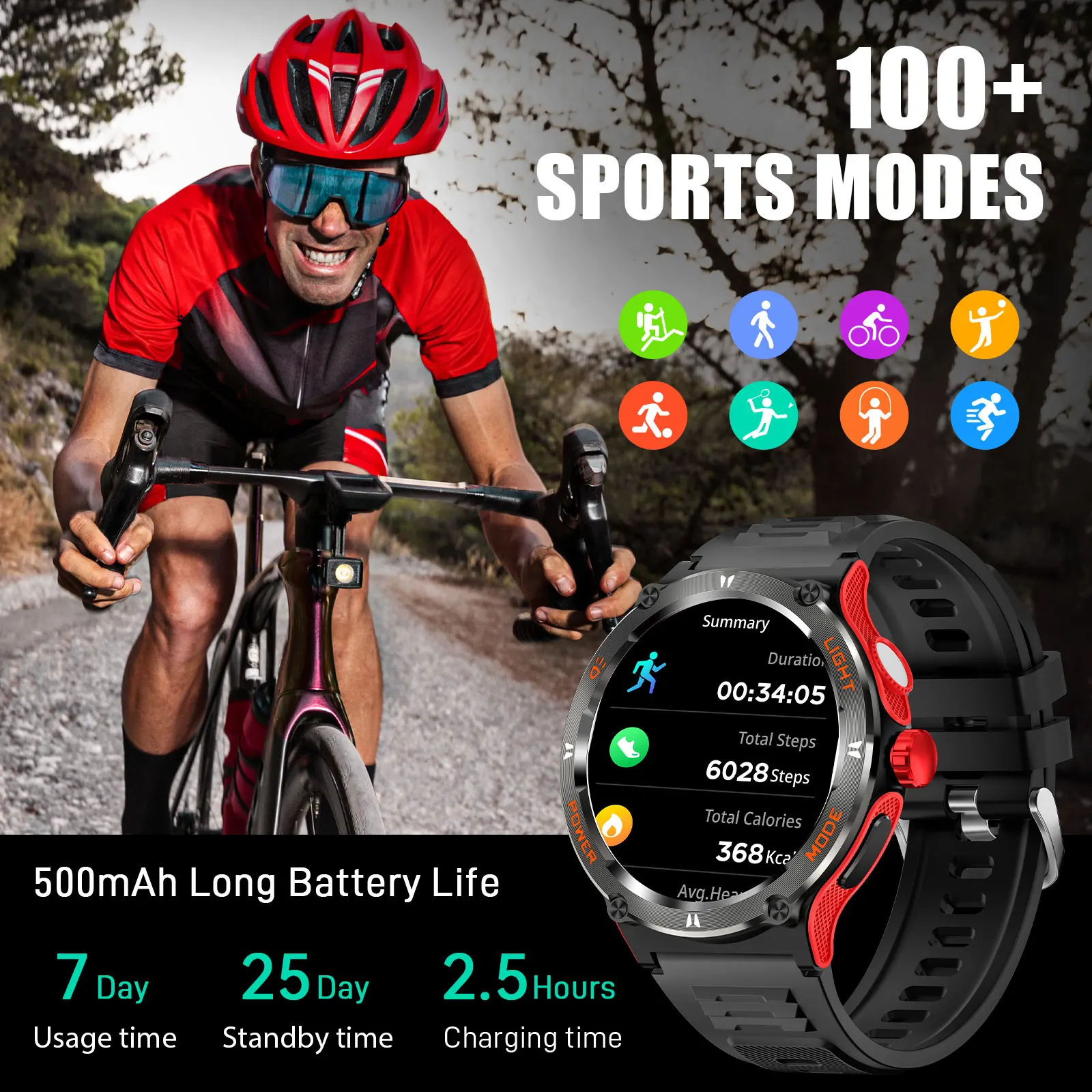 LaNikar Smart Watch 3ATM Waterproof 1.53"KT76 Men Sport With Compass And LED Flashlight Heart Rate Sleep Analysis Bluetooth Call - Image 3
