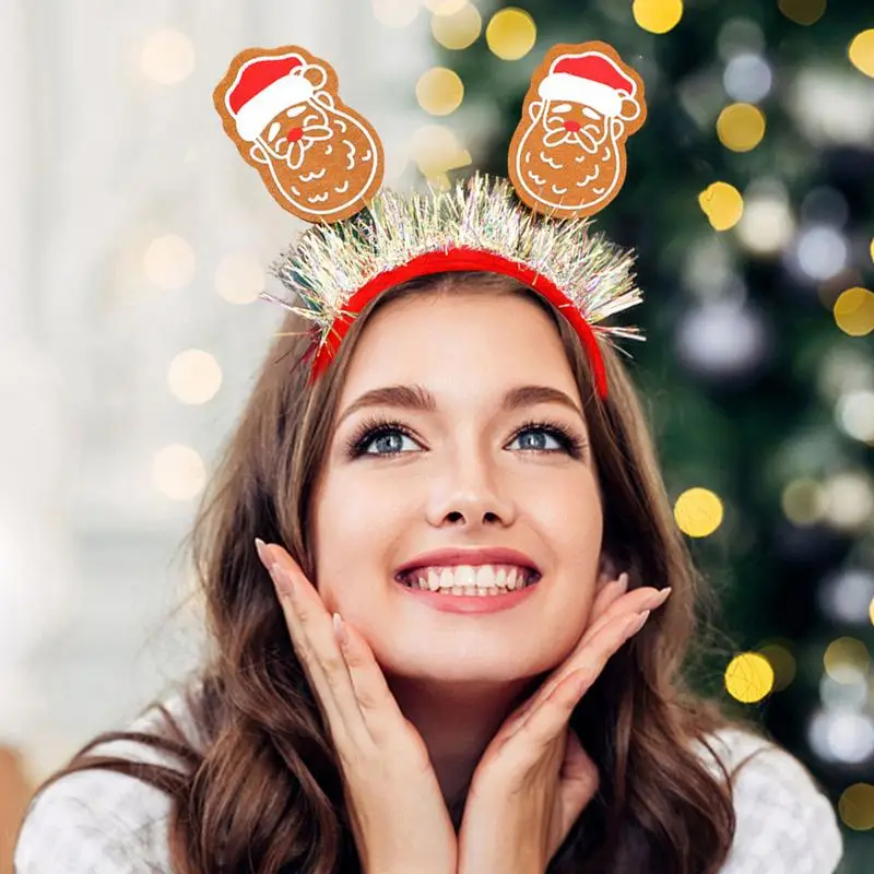 Party Favors Headbands Sequin Christmas Santa Headband For Party Christmas Hair Hoops For Family Reunion Company