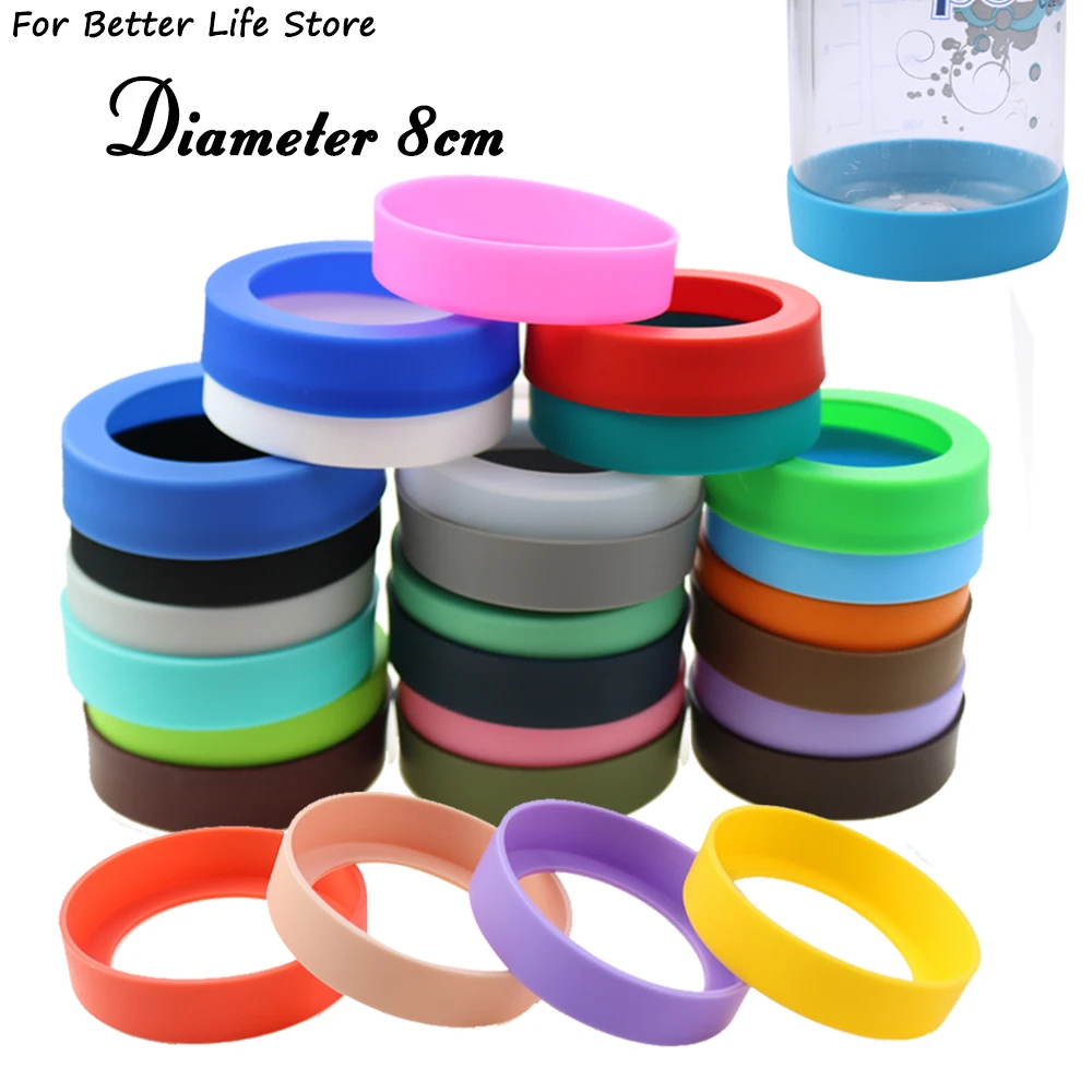 1Pc 8CM Silicone Water Cup Gasket Anti-wear And Scratch Sleeve Insulation Bottom Protective Washable And Reusable Odorless 17 colors 8 5cm silicone cup bottom cover coaster sleeve water cup protective cover 85mm wear resistant cup bottom cover