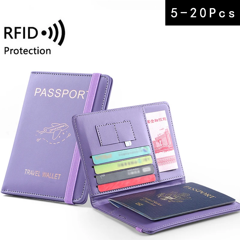 5/10/20Pcs wholesale Multi-Function PU Leather RFID Passport Cover Ultra-thin Passport Protector Credit ID Card Passport Holder