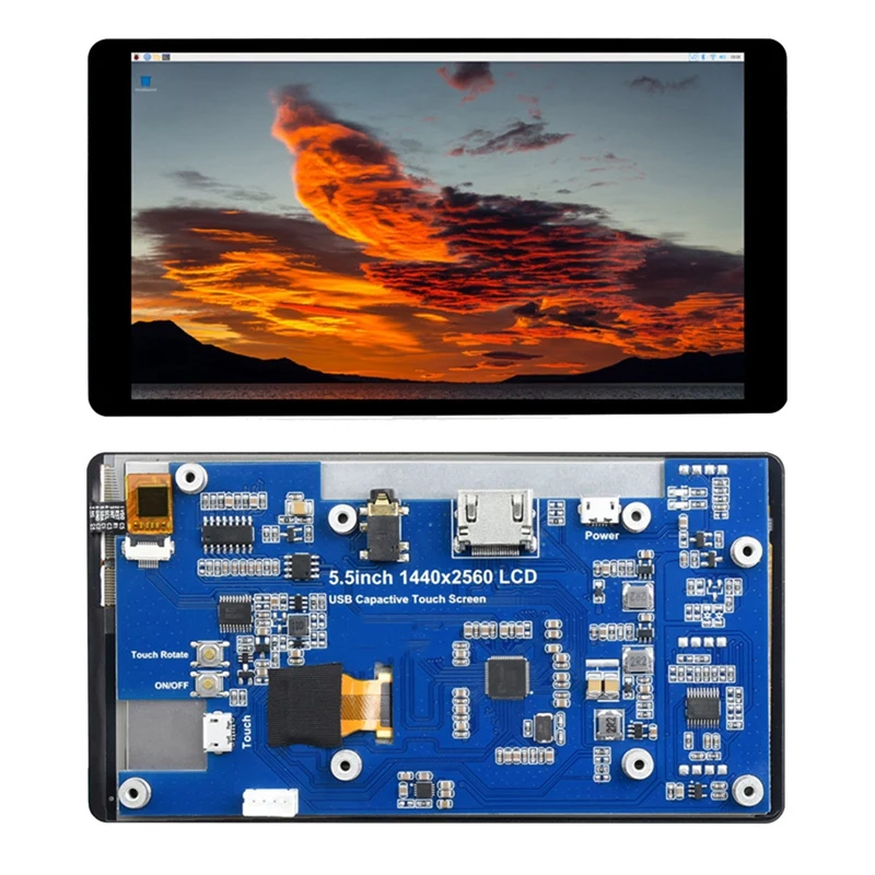 1Set 1440X2560 Black ABS+Metal For Raspberry Pi 5.5Inch IPS HD 2K Capacitive Touch Screen Computer Secondary Screen