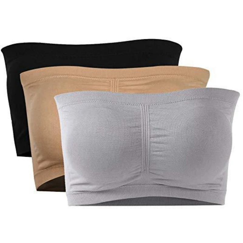 Womens Plus Size Bandeau Tops Tube Tops Strapless Top Size