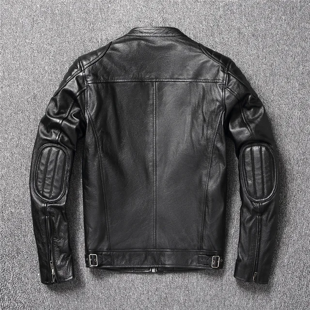 Motorcycle Riding First Layer Cowhide Leather Jacket Men's Stand-up Collar Youth Spring Autumn Large Size Jackets 2