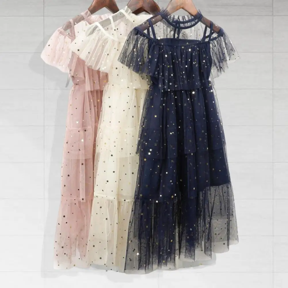 

Children Dress Stylish Royal See-through Ruffle Pleated Children Dress Holiday Dress Kids Dress Party Dress