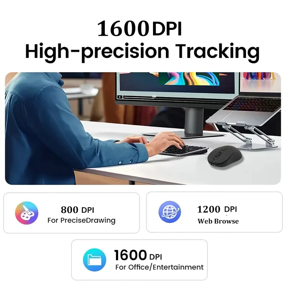 بلوتوث 5.2 ماوس 2.4G ماوس لاسلكي قابل لإعادة الشحن...