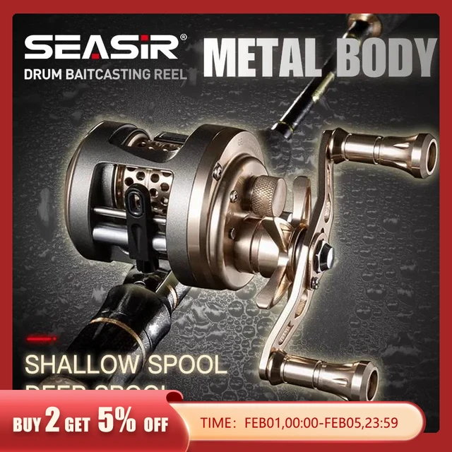 SEASIR JH Drum Baitcasting Fishing Reel Drag 6-7KG 9+1BB 7.0:1/6.0:1 CNC  Metal Body Deep Spool High Strength Saltwater Coil - AliExpress