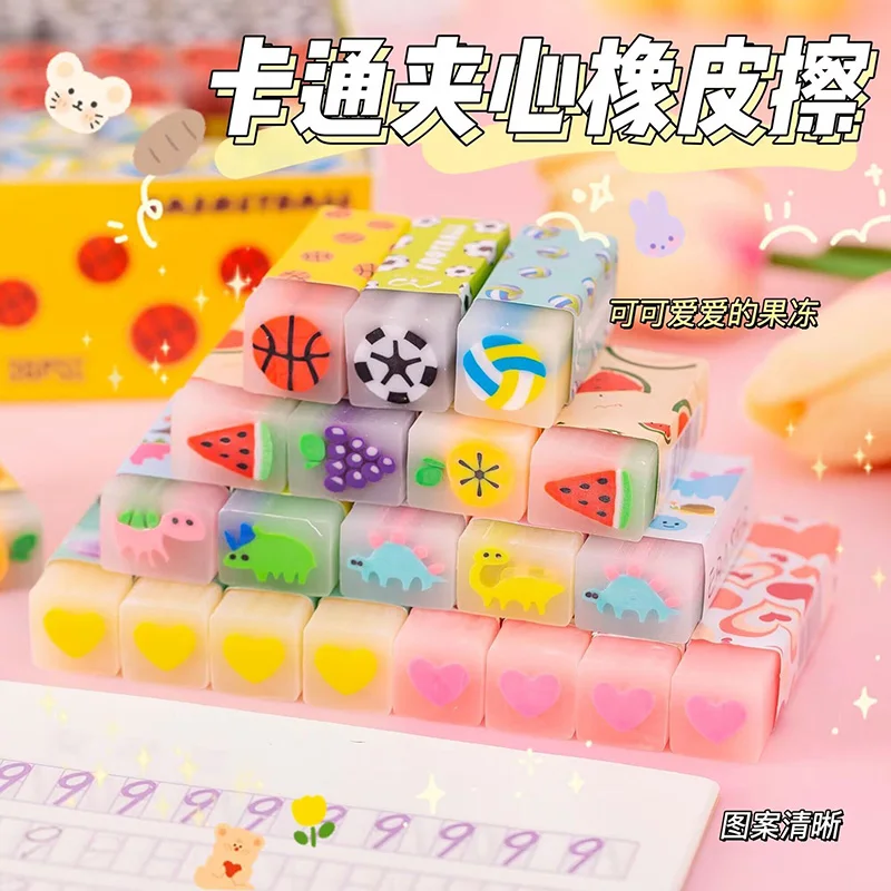 Translucent Fruit Eraser pencil eraser retractable eraser kneadable eraser biscuit eraser plasticine eraser with Fragrance Cute School Rubbers Lovely Animal Eraser Kawaii Stationery Cute Desk Accessories