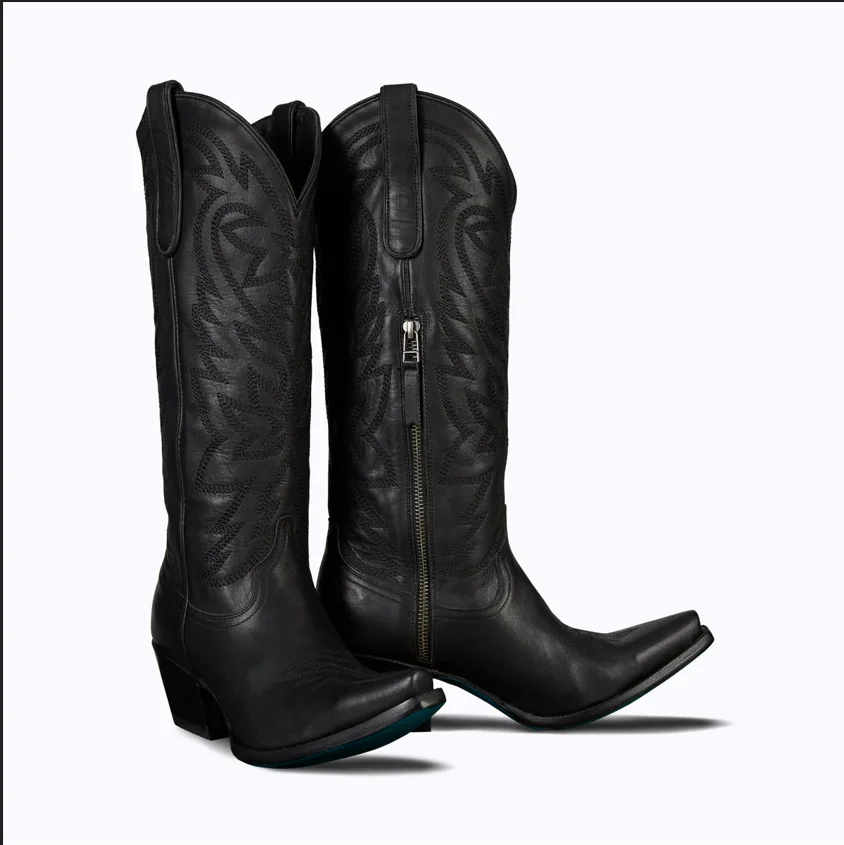 Embroidered White Western Boots 2024 Autumn Retro Mid Calf Cowgirl Women's Boots With Side Zip Lady Shoes