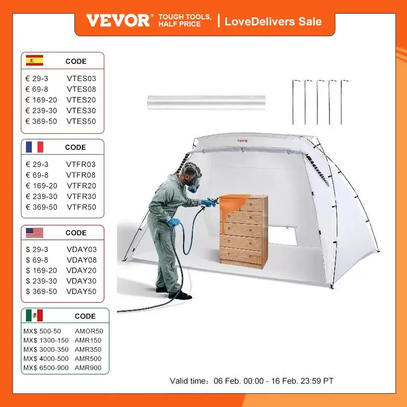 Vevor Portable Paint Booth Shelter 7.5 X5.2X5.2/Muslimb Tenda Pieghevole Per Verniciatura A Spruzzo Per Mobili Progetto Artigianale Strumento Hobby Fa