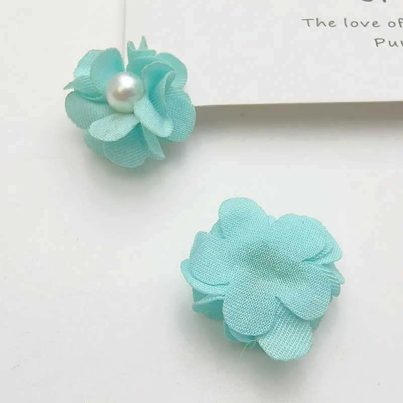 200 Stück – mehrfarbige handgefertigte Stoff-Perlen-Blumen-Applikationen für DIY-Kleidung, Hut, Nähen, Patches, Kopfschmuck, Haarspangen, Dekoration – Detail 18