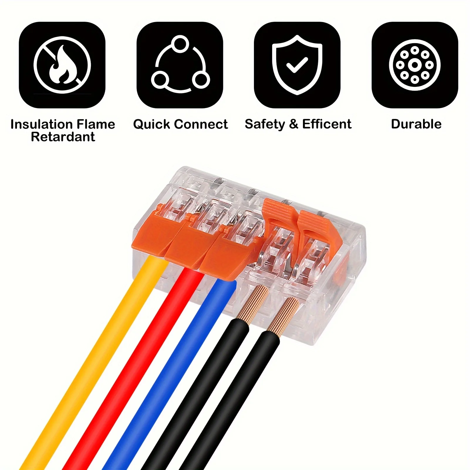 Universal Mehrfachanschlüsse orange Schnellsteckklemmen für Kabel bis 250 Volt und 32 Ampere kompakte und effiziente Lösung ideal für schnelle elektrische Verbindungen DIY Projekte Haushalts- und Industrieanwendungen – Detail 8