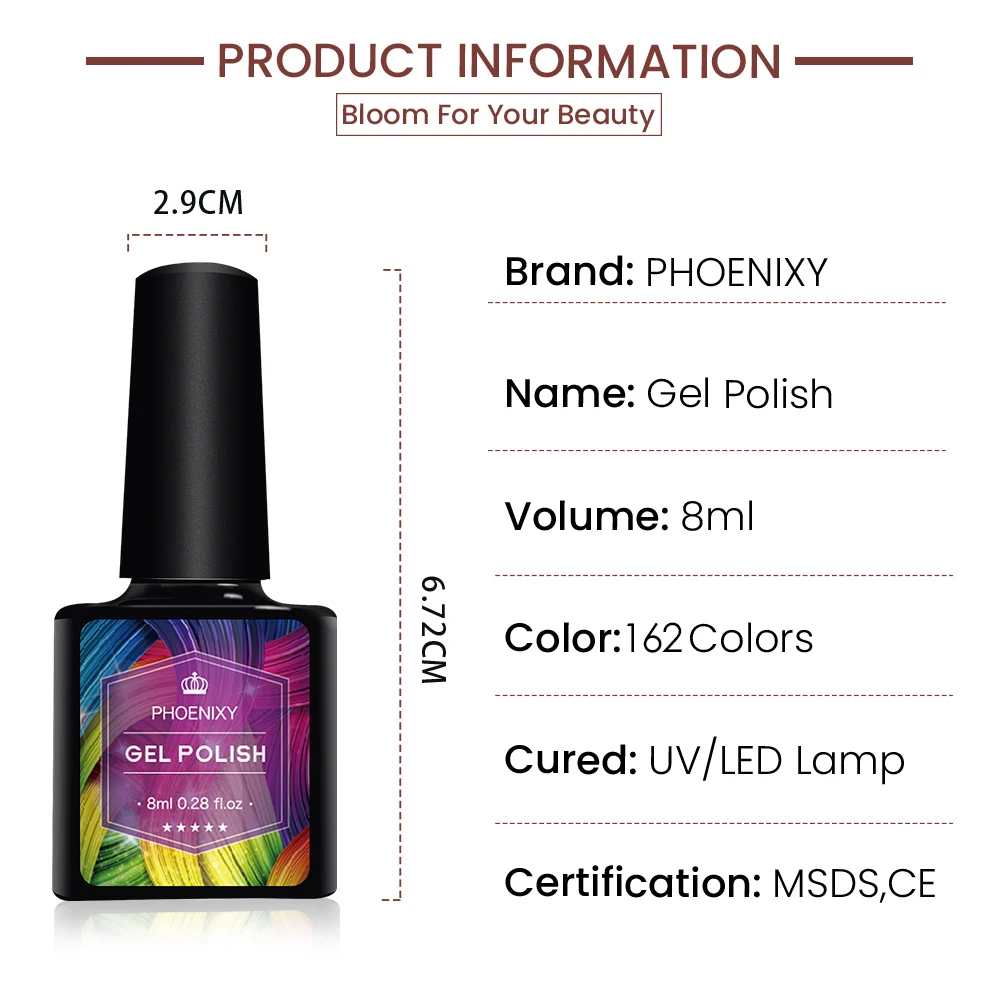 PHOENIXY Complete Semi Permanent Nail Kit 12 Colors Gel Nail Polish Set with 36W Nail Lamp Gel Varnish Professional Manicure Set 5