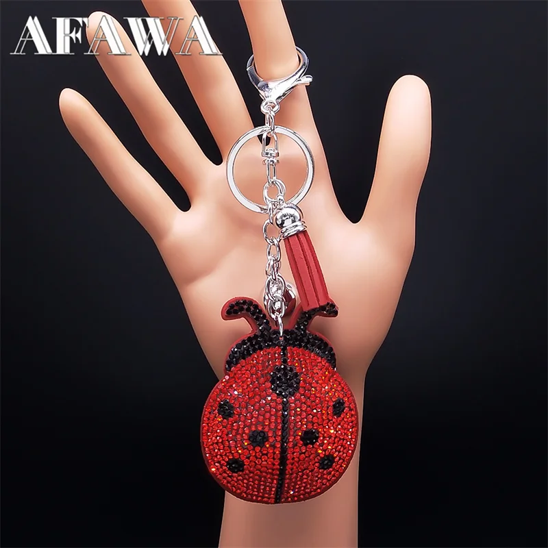 Coccinella Nappa Cristallo Portachiavi Borsa Fascino Per Donna/Uomo Coccinella Portachiavi Accessori Gioielli Llaveros Para Mujer Lujo Muslimate