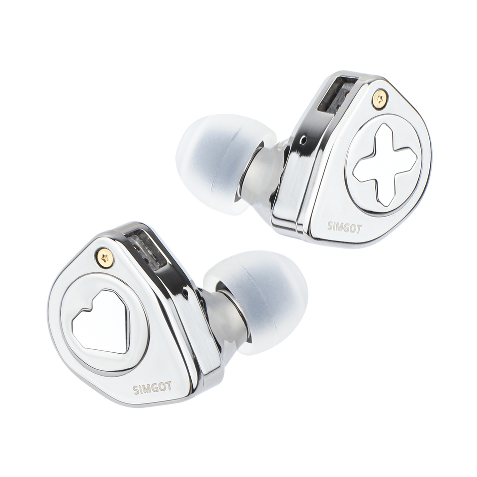 SIMGOT EW300 1DD+1Planar+1PZT Hybrid Driver IEM HIFI Earphones with Detachable Nozzles Silver-Plated OFC IEM Cable for Musician