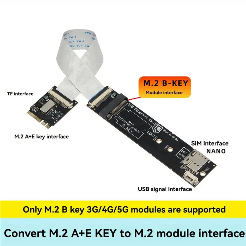 TA-M.2 A+E 키 - M.2 B-키 3G/4G/5G 네트워크 모듈은 M.2 B 키 모듈/USB/Pcie 신호를 지원합니다. SIM 카드 슬롯