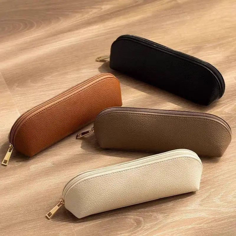 Premium PU Leather Pencil Pouch with Waterproof Finish and Metal Zipper