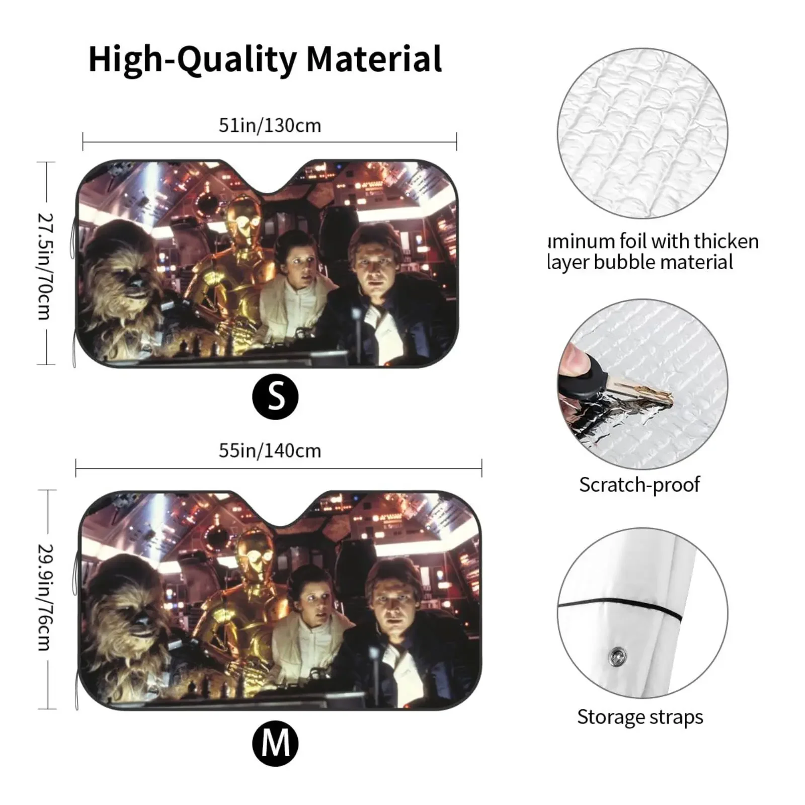 S-star Funny W-wars Windshield sun Shade Car Sun Shade for Front Windshield Sunshades Foldable Visor Protector Blocks UV Rays
