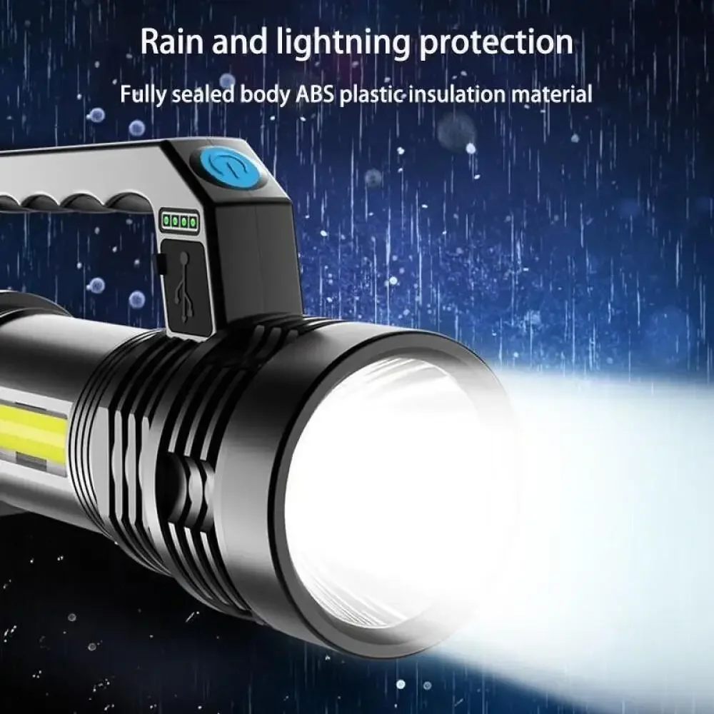 Waterproof LED Flashlight for Camping and Hiking with USB Rechargeable Battery