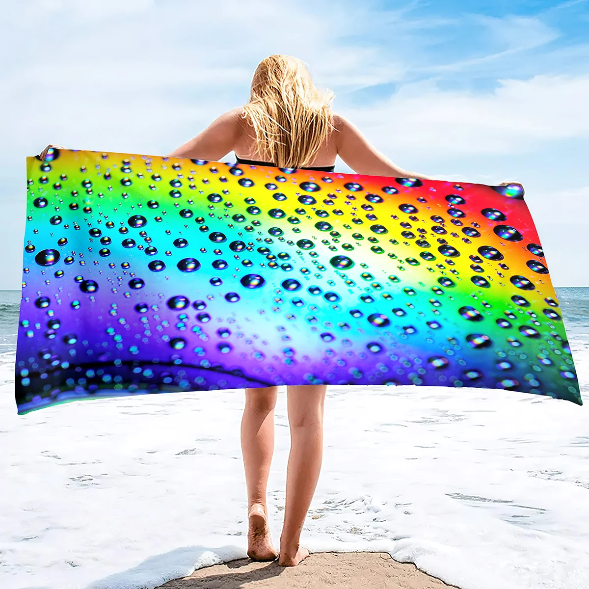 

Multicolour Thin Beach Towels for Adults and Kids Compact Sand Free Swim Pool Blanket Quick Drying