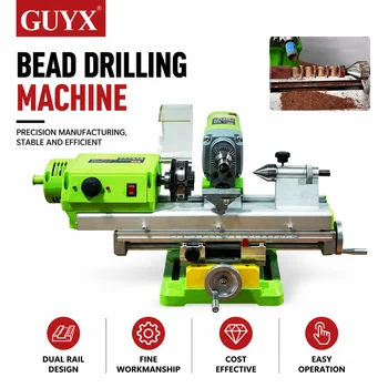 Piccolo tornio per la lavorazione del legno fai-da-te trapano da banco Buddha Bead Drilling Machine Multi-funzione Metal Precise Hand String Processing Machine Piccolo DIY per la lavorazione del legno Tornio Bench Dril
