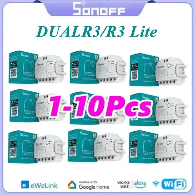 1-10Pcs Sonoff Dual R3/Dual R3 Lite Wifi Mini Switch Con Misurazione Dell'Alimentazione 2 Gang Dual Relay Module Control Tramite Alexa Google Home