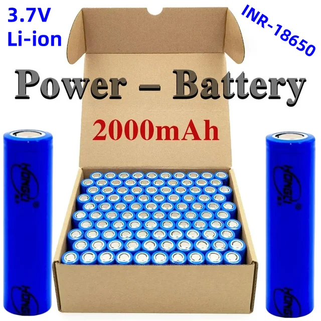 Batterie au Lithium originale 18650, 2000mAh, 3.7V, Rechargeable, Li-ion de qualité A, pour lampe de poche, batterie externe Vape 1