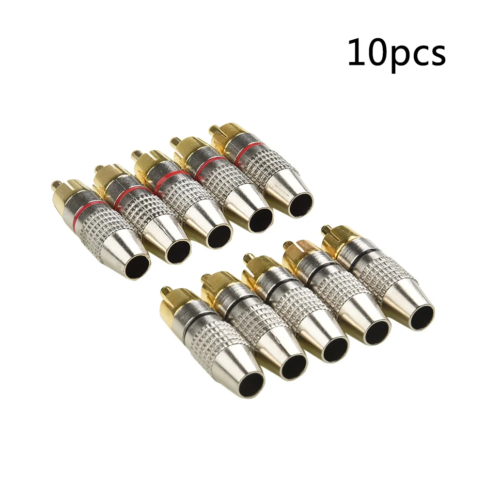 

10pcs RCA Plug Jack Connector Speaker Audio Output/Input Adapter Plug Gold Plated Earphone Connector Jack RCA Connector