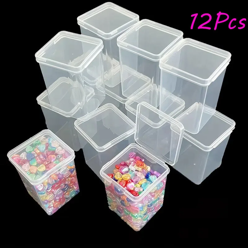 Pack of Clear Plastic Storage Boxes with Hinged Lids – Lightweight and Stackable for Home and Office Organization