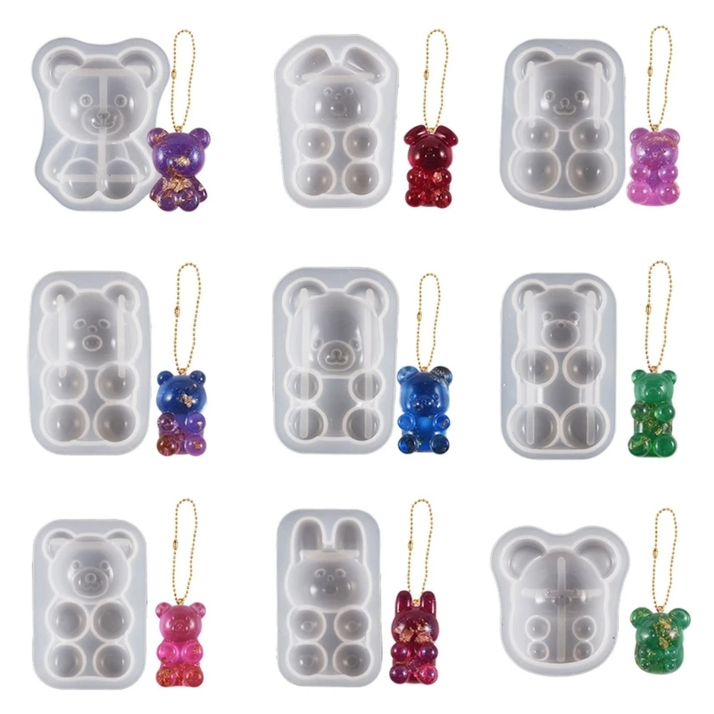 

Semi Three-Dimensional Bear Silicone Mold Keychain Pendant Hanging Ornament Crystal Epoxy Resin Mold DIY Home Decoration